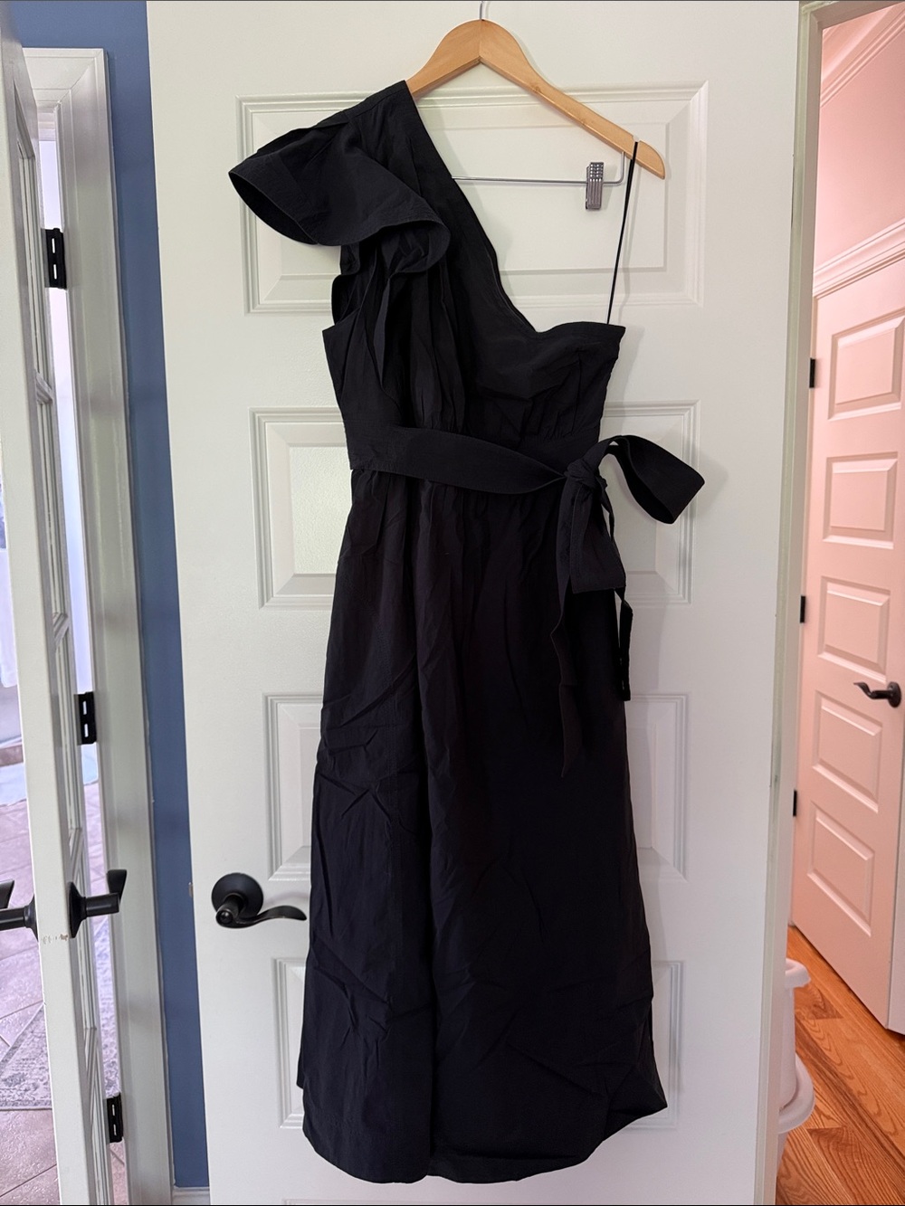 Madewell One-Shoulder Black Ruffle Dress